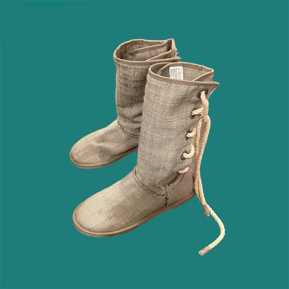 Ugg Harbour Gray Tweed Lace Up Boots Size 8 - Picture 4 of 10